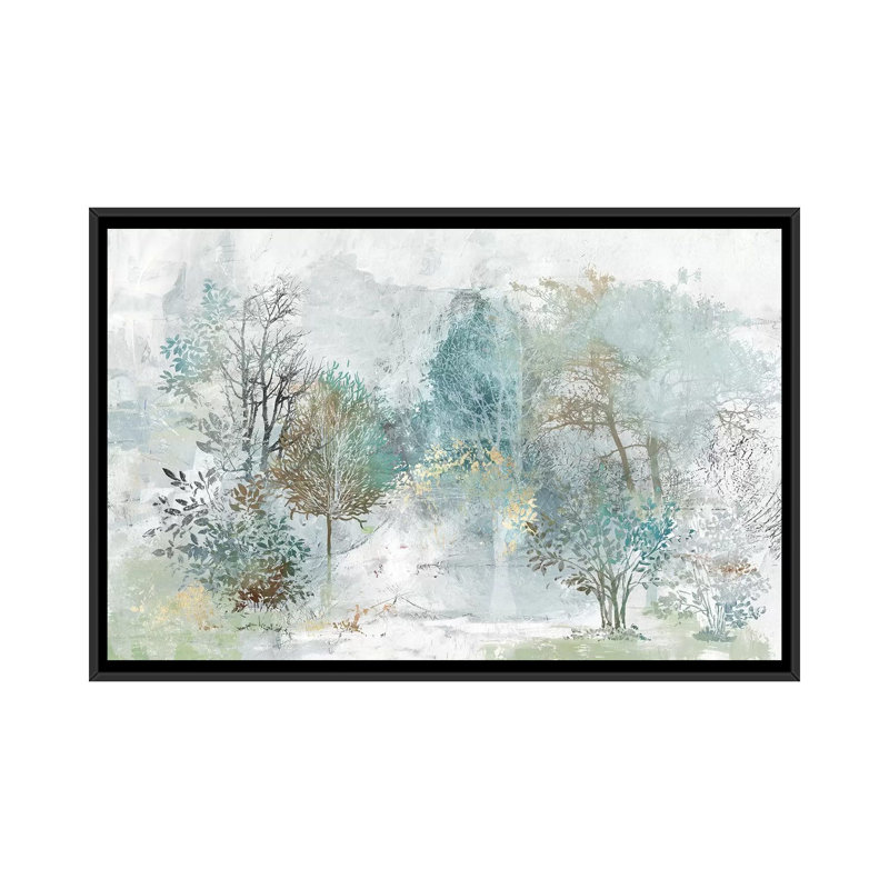 "Mystérieuse forêt" par Allison Pearce, reproduction d’art, H 32 po x l 48 po x 1,5 po, Pas de tapis, Toile avec cadre noir