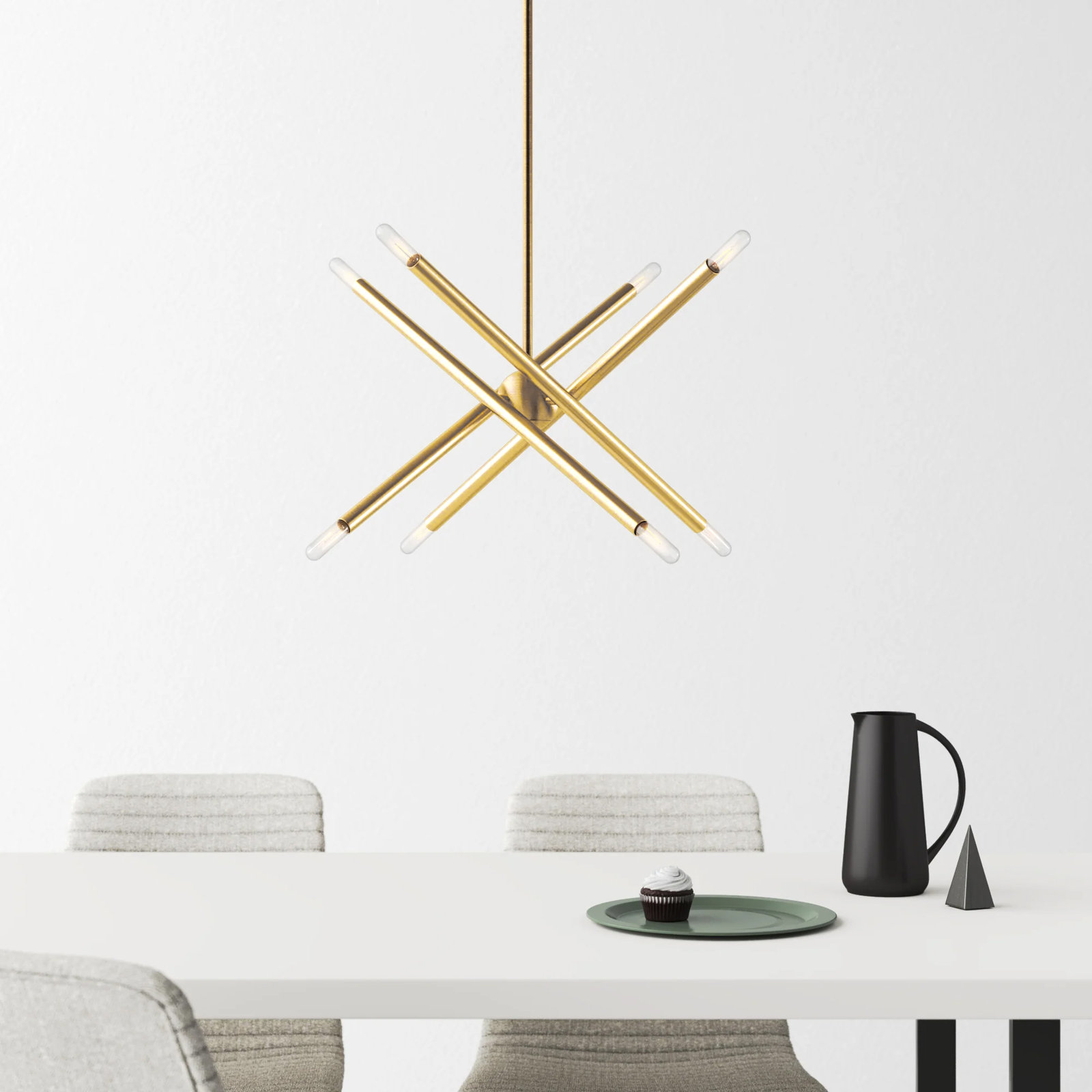 Poco 8 - Light Dimmable Sputnik Chandelier, Satin Brass