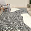 Tapis de couloir moelleux - 350 g / m² en fausse laine d'agneau, lavable à la machine, antidérapant, motif de nage moderne pour le vestibule, cuisine (noir et blanc)-1813269029