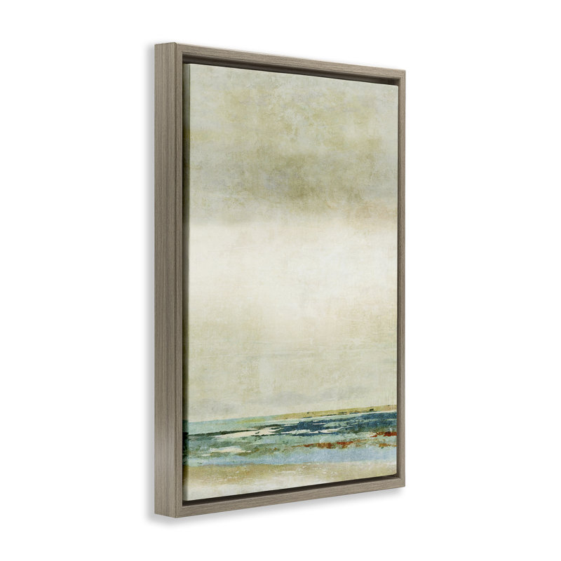 «Neutral Beige Beach» par Suzanne Nicoll, Cadre flottant orme Montalcino, H 31 po x l 21 po x P 1,7 po
