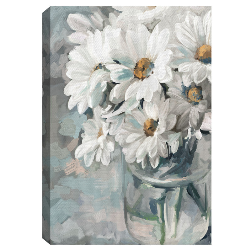 « mason jar bouquet ii », reproduction d’art sur toile non encadrée, H 36 po x l 24 po x P 1,5 po