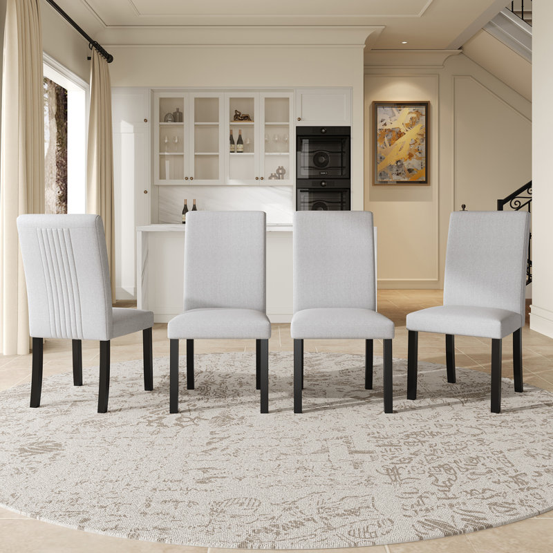Ensemble de 4 chaises de salle à manger élégantes et modernes, en bois d'hévéa avec siège rembourré, pour la maison et la cuisine