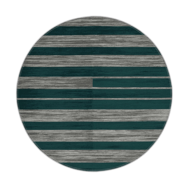 Tapis intérieur / extérieur bleu HorizontalStripes, Rond 5 pi