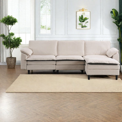 Canapés modulaires spacieux, salon en tissu chenille moderne