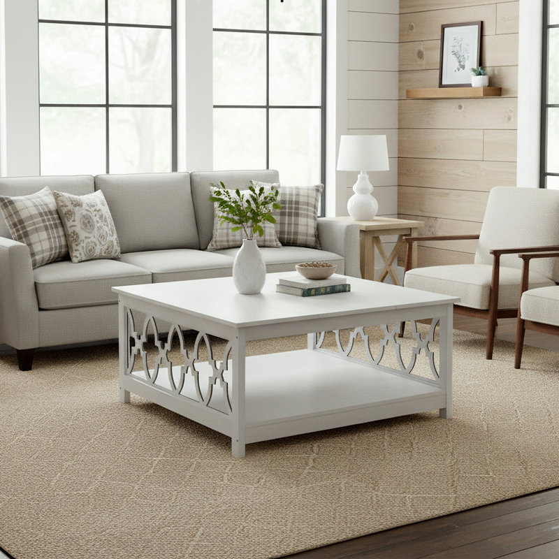 Table basse Chessani, Blanc perle