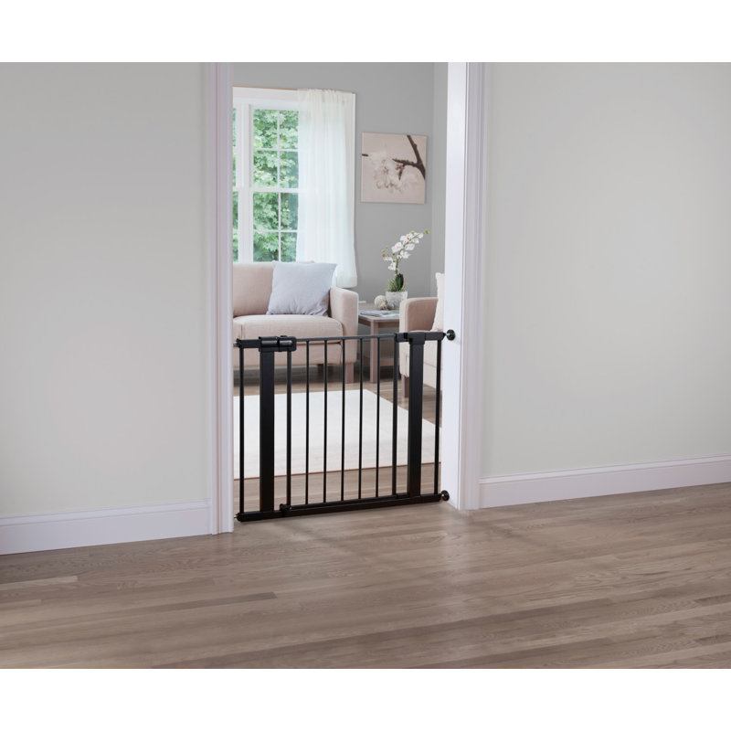 Black Adjustable Metal and Plastic Walk-Through Baby Gate