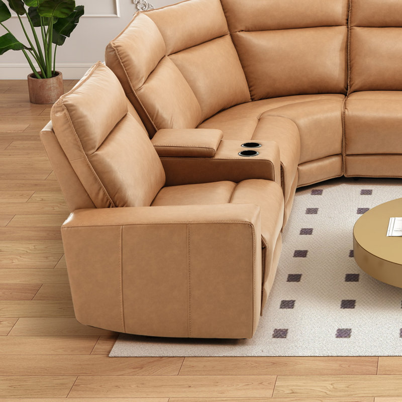 Canapé modulaire inclinable électrique 7 pièces avec console et porte-gobelet USB