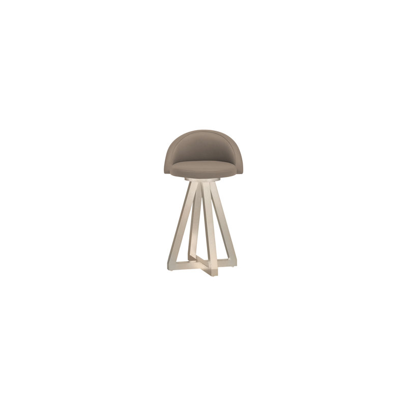 X2 Swivel Upholstered Counter Stool with Solid Wood Frame, Bleached White Oak, Brass, Cashmere