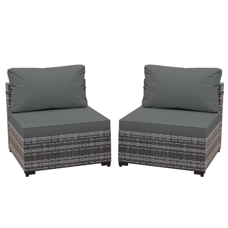 Pascaline Outdoor Armless Lounge Chair, Gray, Dark Gray
