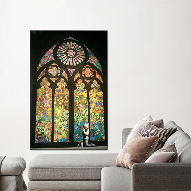 Toile imprimée: Banksy Church Graffiti Art - Modern Wall Decor, 1P WhiteFramedCanves, 259 cm H x 160 cm l