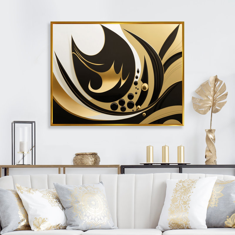 Cedarville Golden Circular Universe VII - reproduction sur toile, H 12 po x l 20 po x P 1 po, Cadre flottant doré