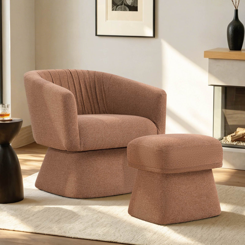 Fauteuil d'appoint pivotant à 360 ° avec repose-pieds en terre cuite Comfy, Terra Cotta