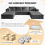 Oversized Modular Sofa Bed, Boneless U-Shaped Sectional with Movable Ottomans, No Assembly Convertible Sleeper Couch-1133136795-1122496019