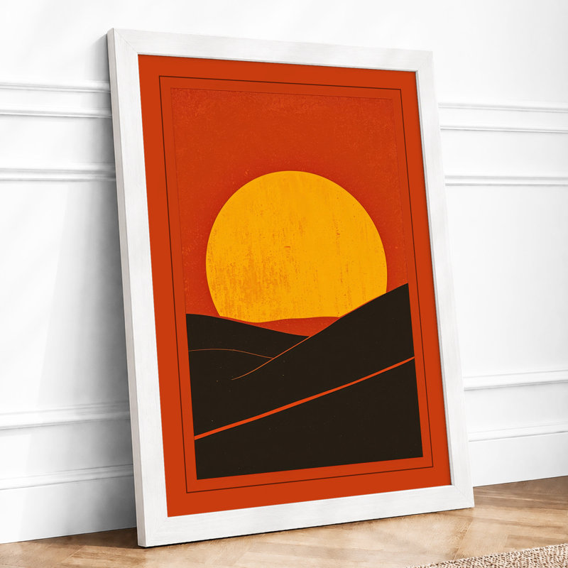 Sun Behind Mountains Minimalist - Print, A3 - 42.0 x 29.7 cm, White
