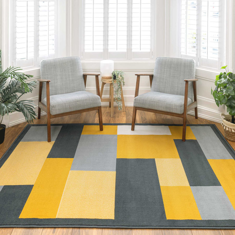 Calian Machine Woven Grey/Ochre Indoor Rug, Rectangle 240 x 330cm
