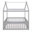 Structure de lit en bois pleine grandeur avec clôture, pour enfants, adolescents, filles, garçons, gris