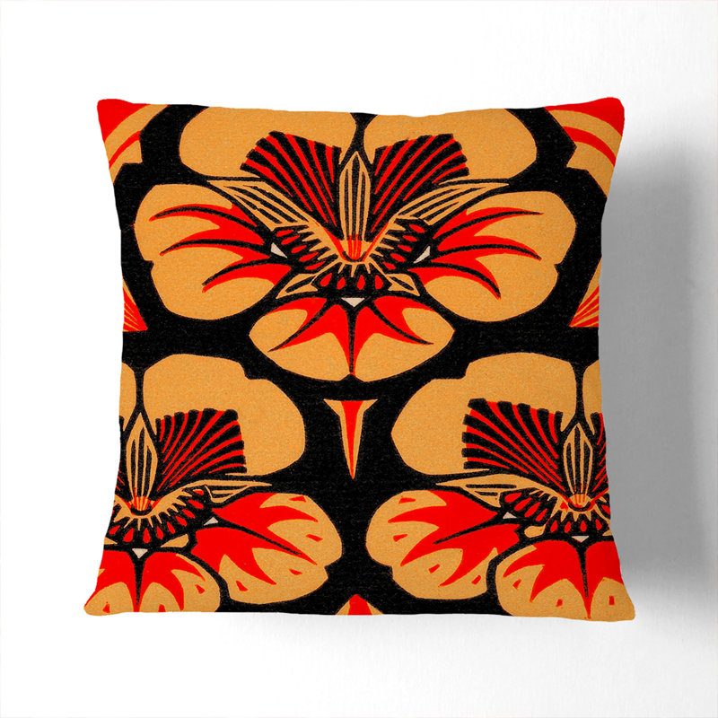 East Indian Cherry Flowers Square Throw Cushion, 40cm H x 40cm W x 15cm D