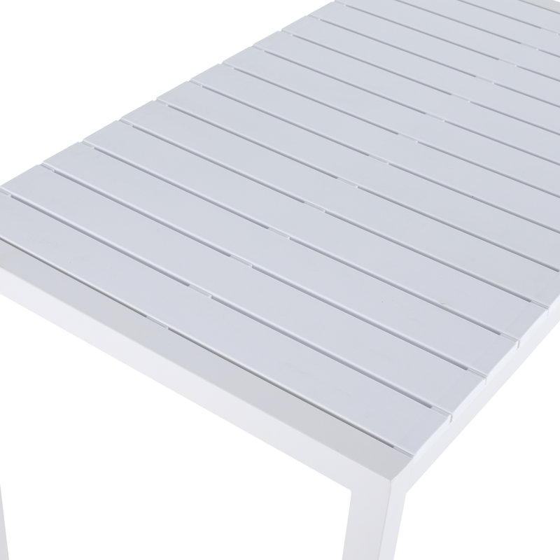 Ensemble de salle à manger de patio pour 4 personnes avec table rectangulaire blanche, fauteuils empilables en polypropylène pour une utilisation intérieure / extérieure