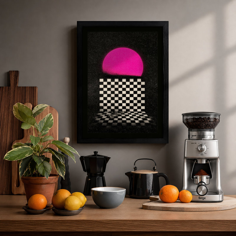 Magenta Portal Geometric 1 Piece Single Picture Frame Wall Art, A2 - 59.4 x 42.0 cm, Black