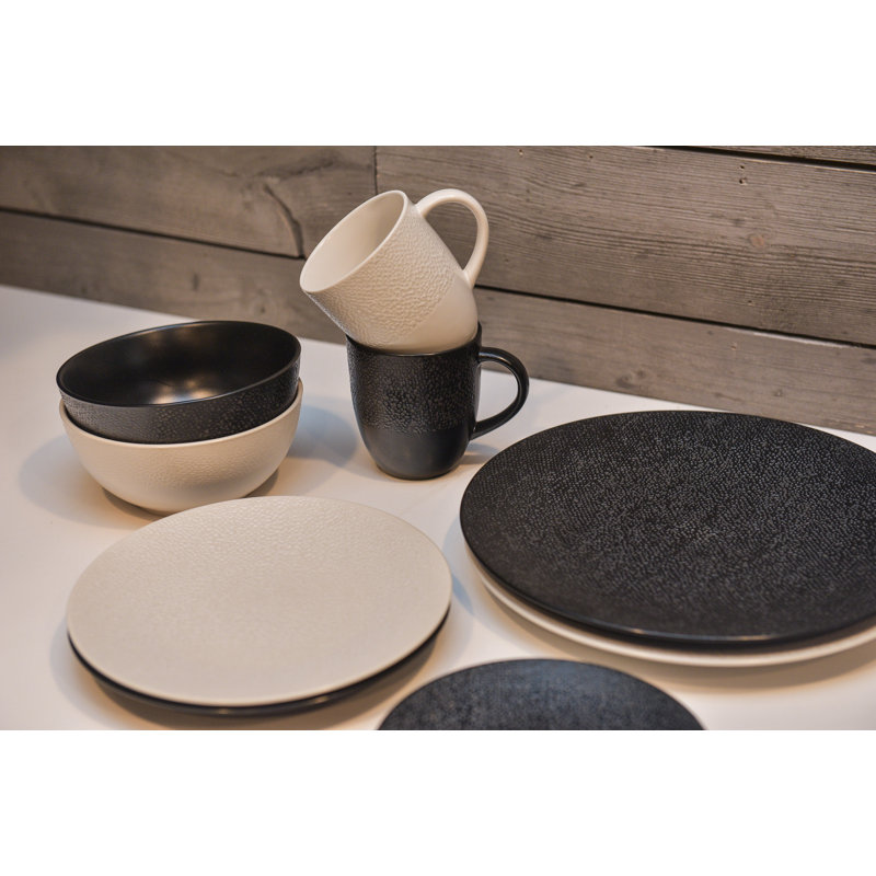 Matrix Black Ceramic Round Bread and Butter Plates Set of 6