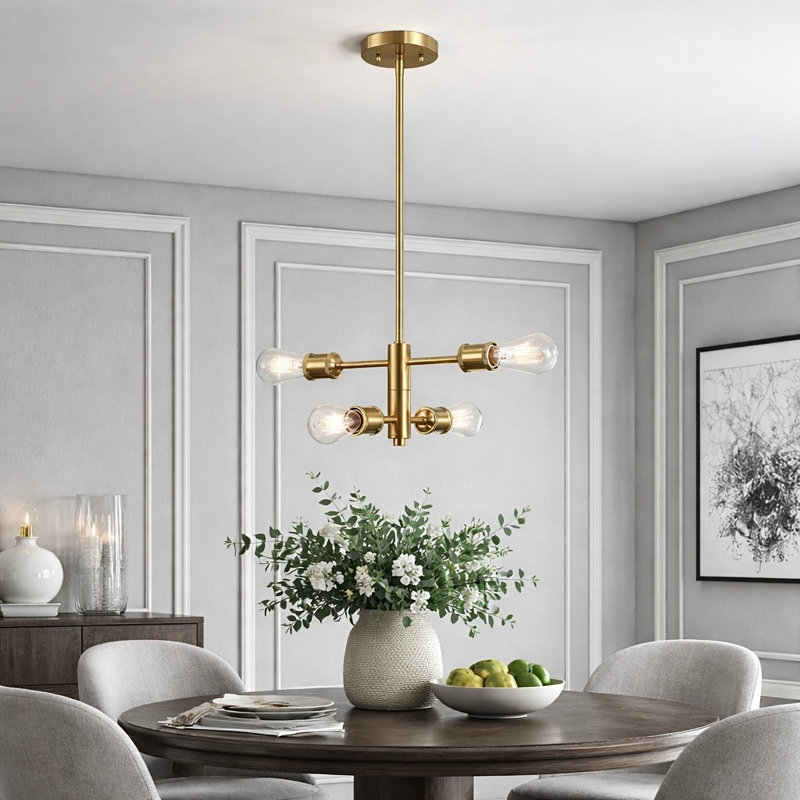 Lampe suspendue Tivat (quatre lumières, or)