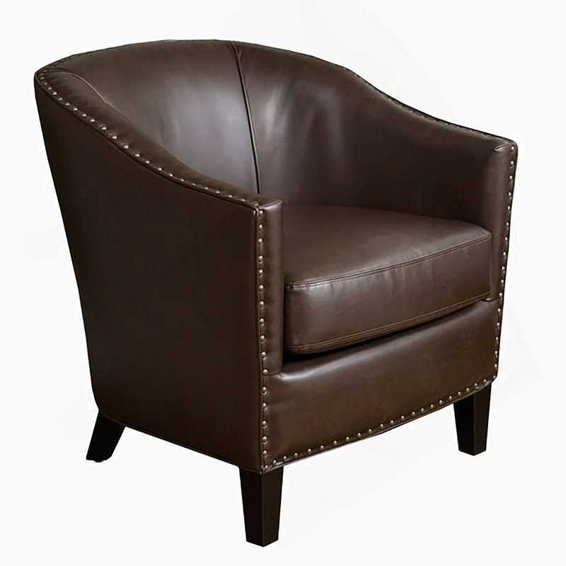 Fauteuil club en cuir reconstitué brun, Brun