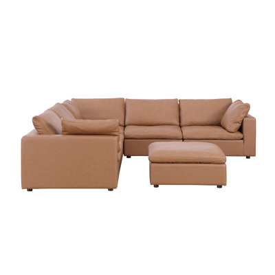Canapé modulaire 6 pièces Raynolds - Revêtement en cuir italien fleur