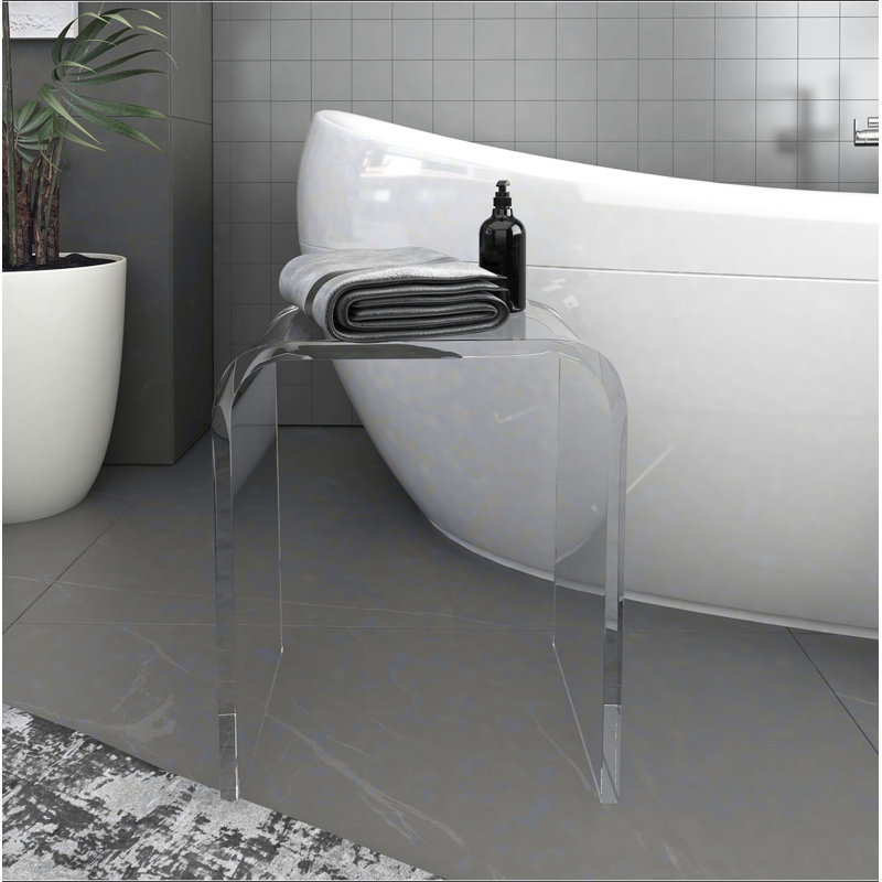 Table de bout, table de chevet et table d'appoint carrée contemporaine, table basse Lucite transparente avec rebords en cascade pour petit salon, salle de bain, chambre à coucher et bureau