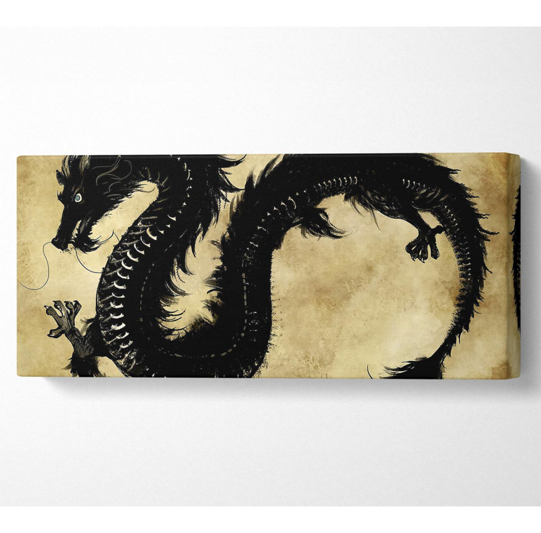 Chinesischer Schwarzer Drache - Kunstdrucke auf Leinwand - Wrapped Canvas