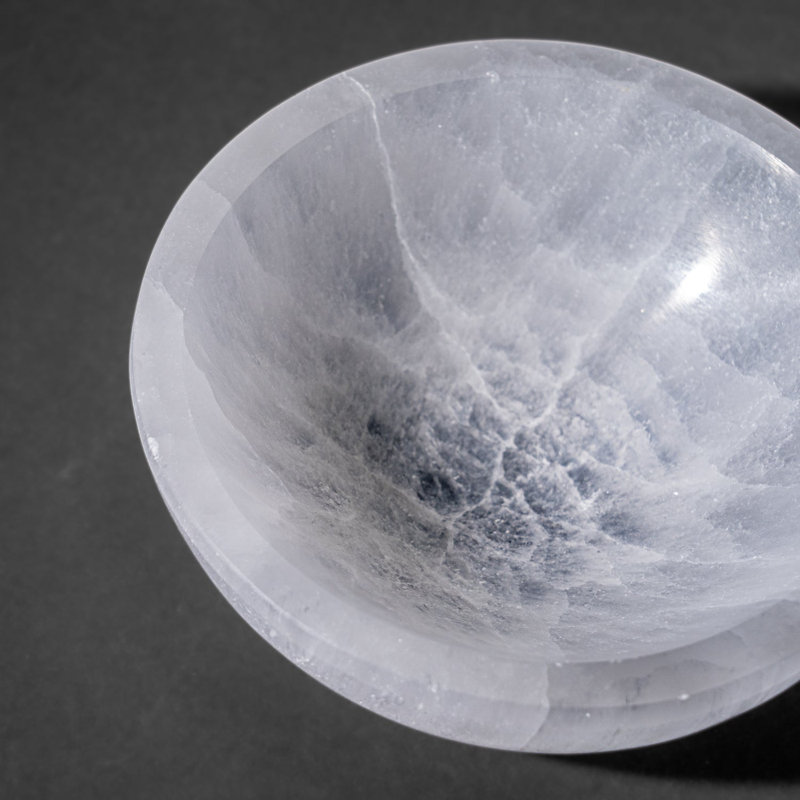 Genuine Polished Selenite Round Bowl (1.4 Lbs)