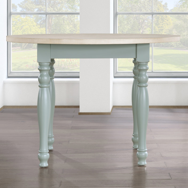 Darcy 42" Round Wood Dining Table, Washed Linen/Mint Green