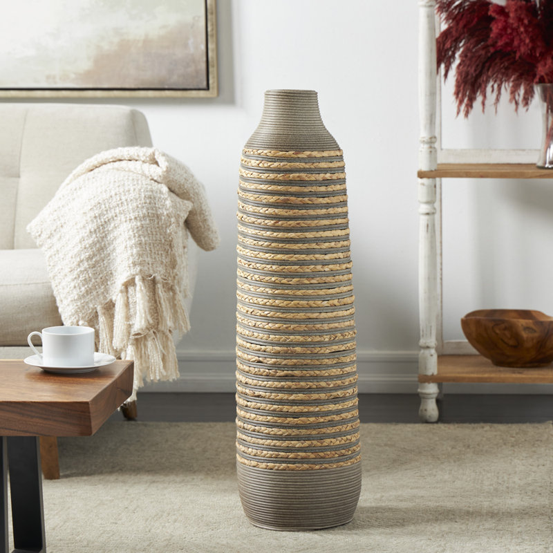 Vase décoratif tressé à la main Dutton Brown, H 31,9 po x l 9,3 po x P 9,35 po