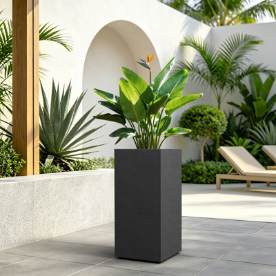 Fugate Durx-Litecrete Concrete Rectangular Flower Planter Indoor Outdoor Plant Pot with Drainage Holes