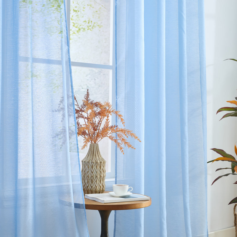 Paire de rideaux semi-transparents avec œillets Carmille, Light Blue, L 54 po x L 63 po