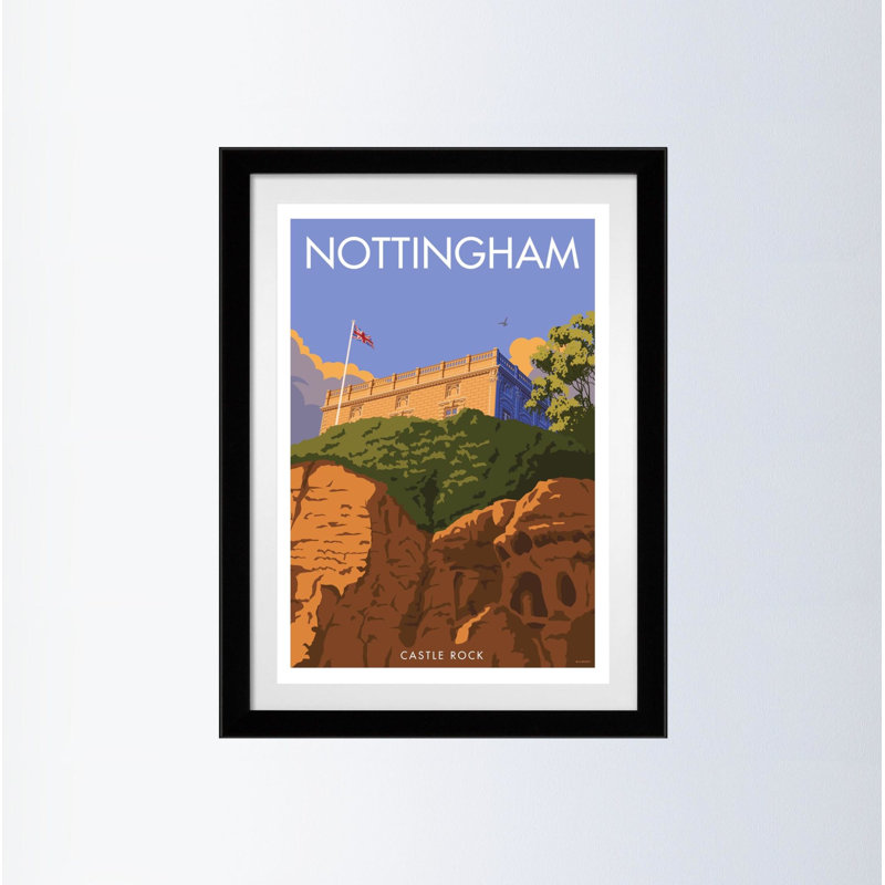 Nottingham by Stephen Millership - Print, 43.5cm H x 33.5cm W x 2.2cm D, Black