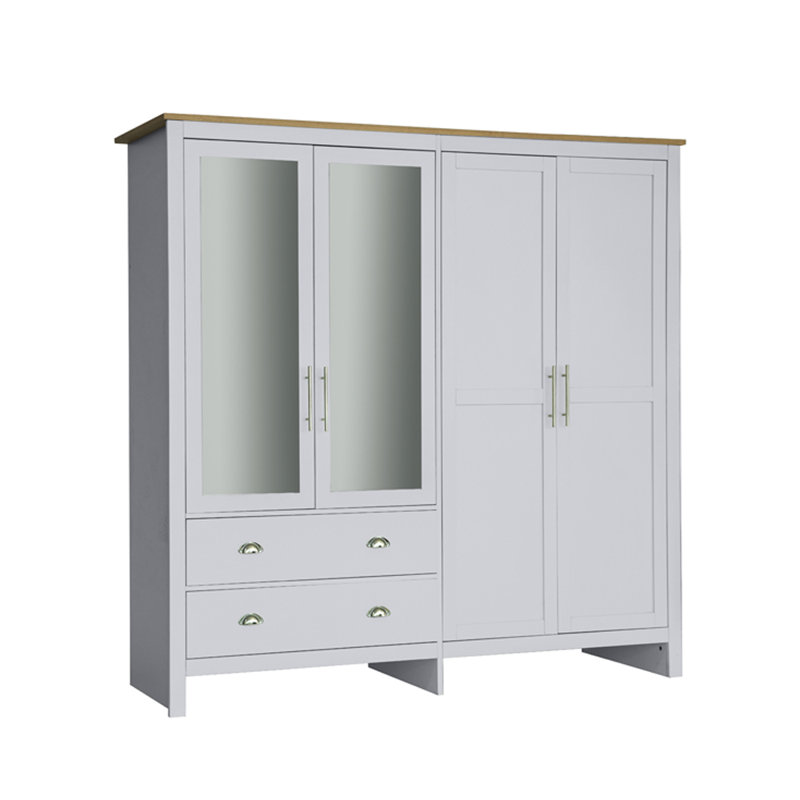 Abhiram 4 Door Manufactured Wood Wardrobe, Grey