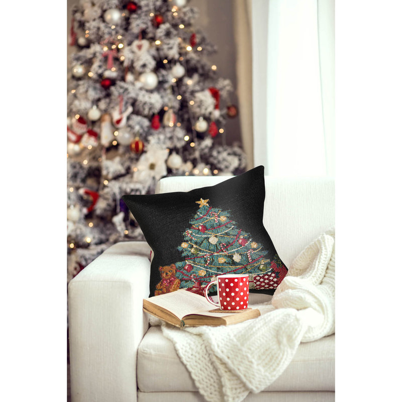 Marina Holiday Throw Pillow, Black