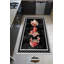 Tapis à pois en polyester tissé à la machine en noir / blanc / rouge-1418026201