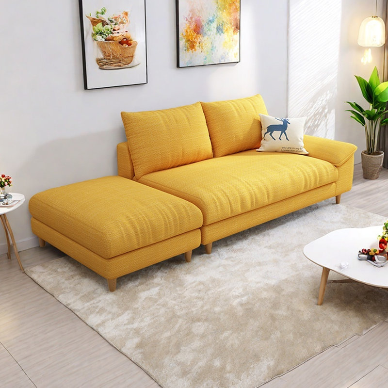 Abrianna, Orienté à droite, Mélange de coton jaune / mélange de lin