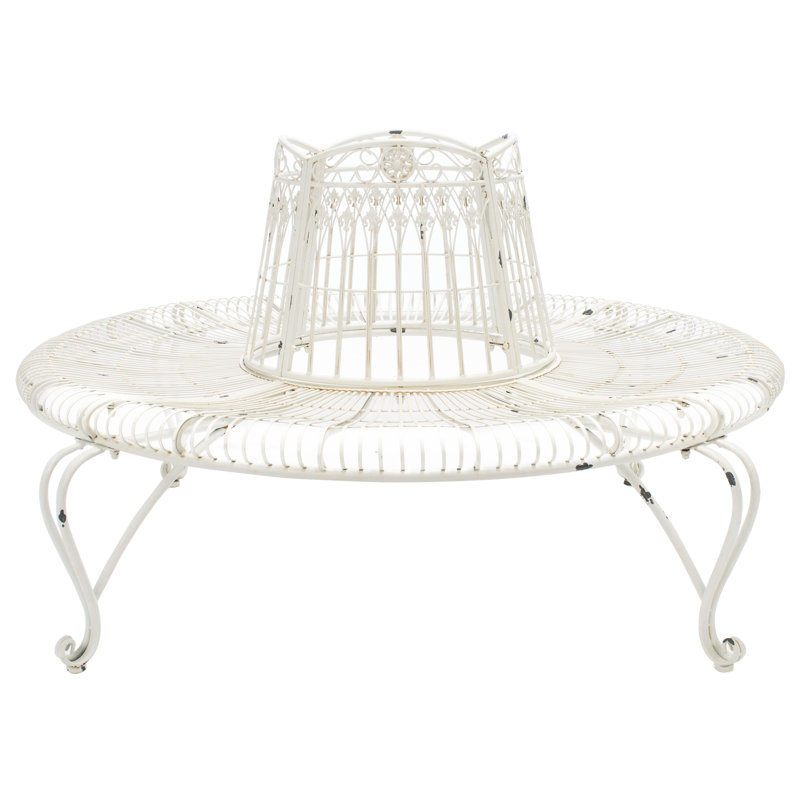 Banc d'arbre en fer Bremen, Blanc antique