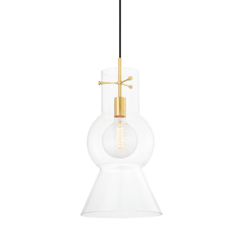 Luminaire suspendu 1 lumière Mirabel, Laiton vieilli, H 21,25 po x l 11 po x P 11 po