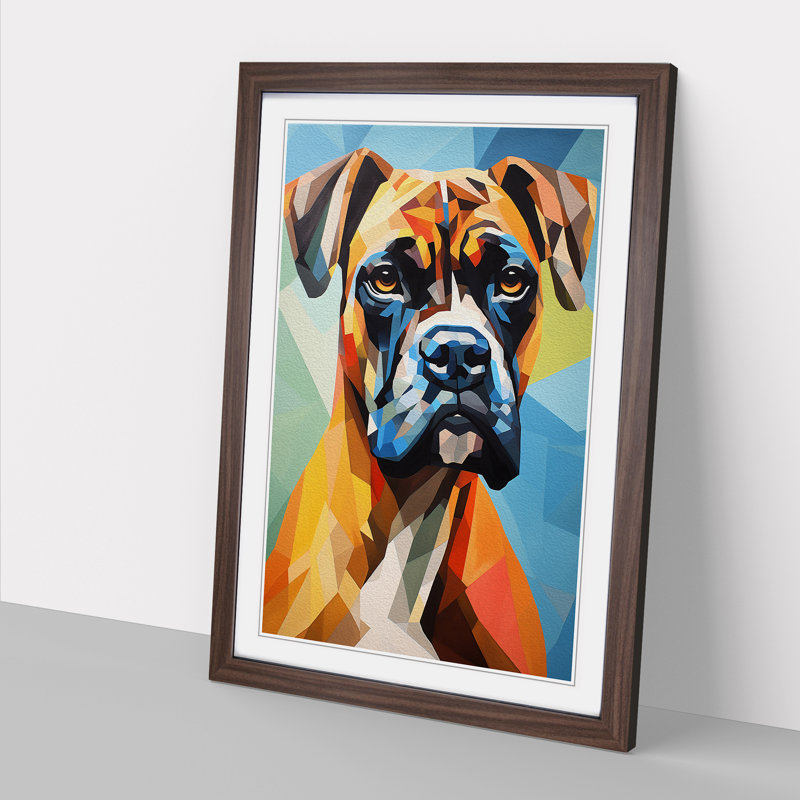 Boxer Dog Cubism - Framed Print, Walnut, 46cm H x 34cm W x 2cm D
