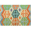 Tapis orange / bleu / vert en laine noué à la main de conception unique 4 pi x 5 pi 7 po