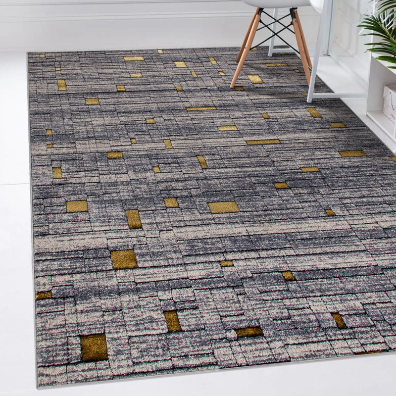 Tapis d'intérieur / extérieur gris Marlette, 5 pi x 7 pi