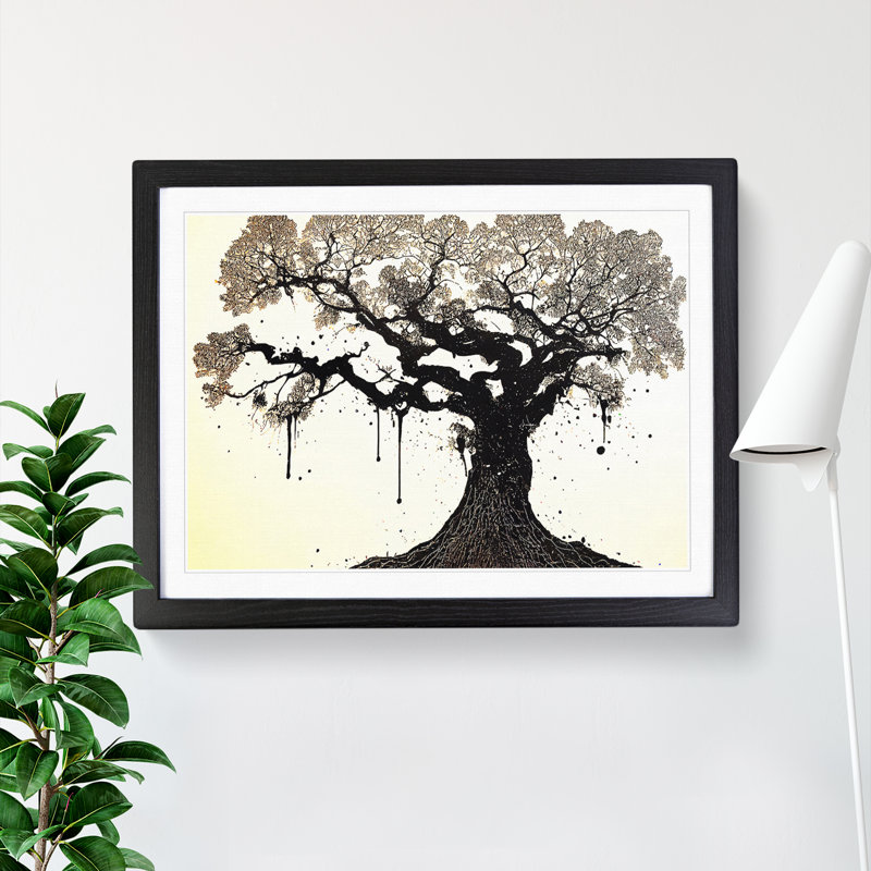 Beautiful Oak Tree - Single Picture Frame Print, 46cm H x 64cm W x 2cm D, Black Framed