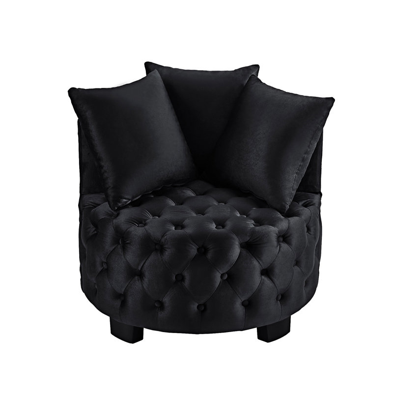 Chaise d'appoint rembourrée et capitonnée, Noir