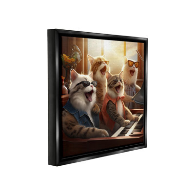 " Cat Musicians & Piano Floater Frame " by Jim Baldwin
