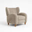 Chaise d'appoint moderne à dossier courbé avec fonction inclinable et repose-pieds, revêtement en chenille de teinte chameau neutre pour le salon, le bureau ou l'espace de loisirs