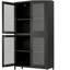 Armoire de rangement classique en métal avec 4 portes en verre et 4 tablettes indépendantes, armoire latérale