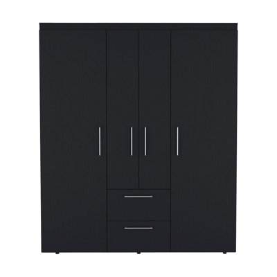 Armoire Bariloche, rangement multi-sections avec tringles de suspension, tablettes et 2 tiroirs
